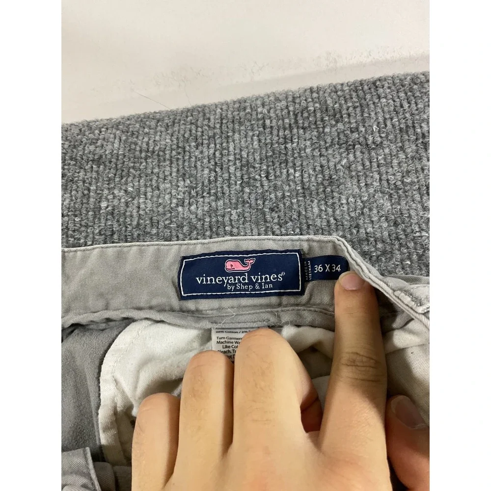 Vineyard Vines Club Pants Mens 36x34 Khaki Gray Chino Classic Fit Preppy Casual